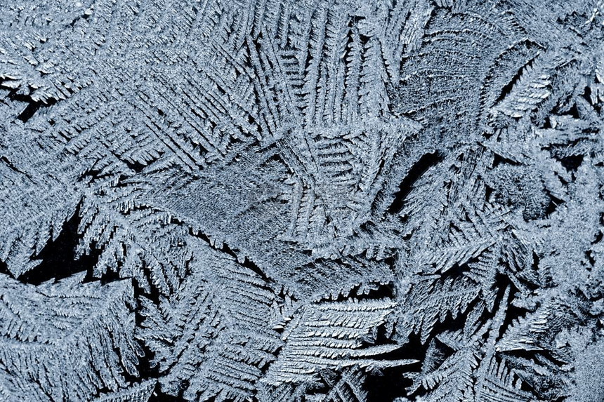 结构体窗口玻璃Frost模式上的背景和纹理霜冻模式雪假期图片