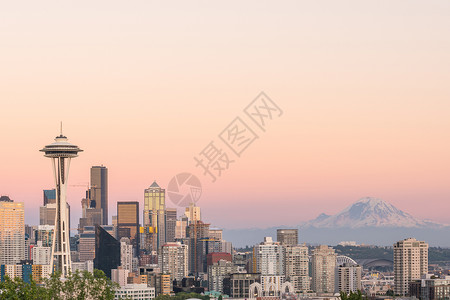 美国西雅图华盛顿市中心天际的景象城市的高清图片素材