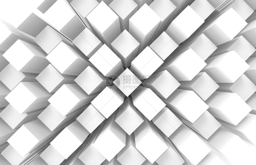 3d提供现代抽象随机白色方格立体框条壁设计艺术背景渲染干净的简单图片