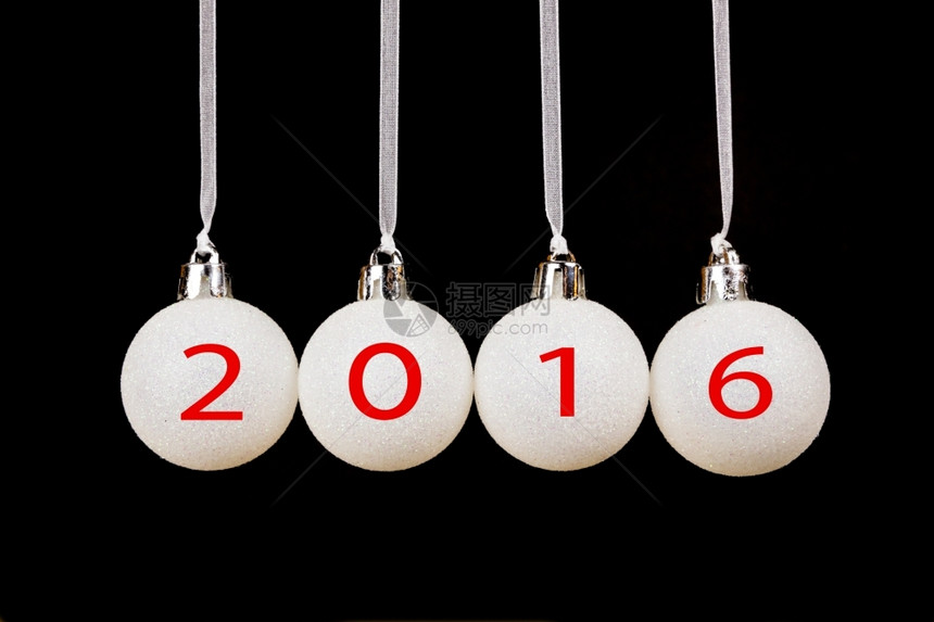 老的绞刑未来2016年新白圣诞节球或黑色背景的乳房图片