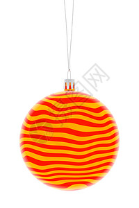圣诞条纹装饰新金在白色背景上孤立的圣诞节球3D插图设计图片
