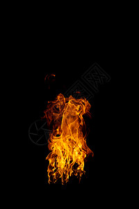 辉光真实的火焰正在燃烧黑色背景上燃起烧焦伤图片