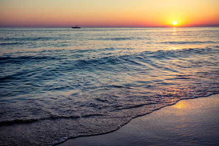 橙加勒比海日落时边滩夏日风景度假落时海边游渡滩门户14图片