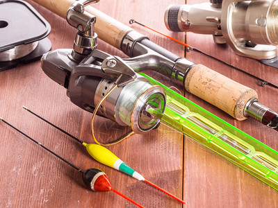 塑料钓鱼渔具用于在木本底捕鱼的场旋转网和渔具附件抓住丰富多彩的高清图片素材