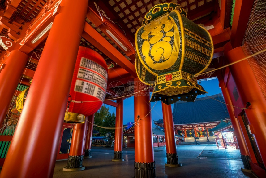 黄昏城市景观日本东京浅usa的森素二寺日本人图片