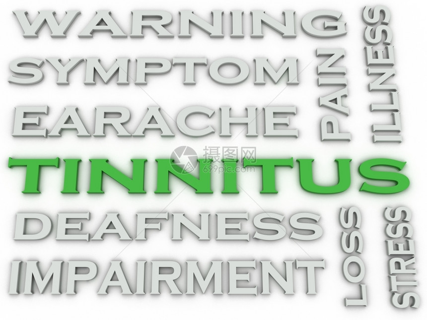 症状3d图像Tinnitus发布概念字词云背景青少年单词图片