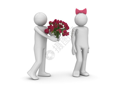 等待恋人送花送花的小人设计图片