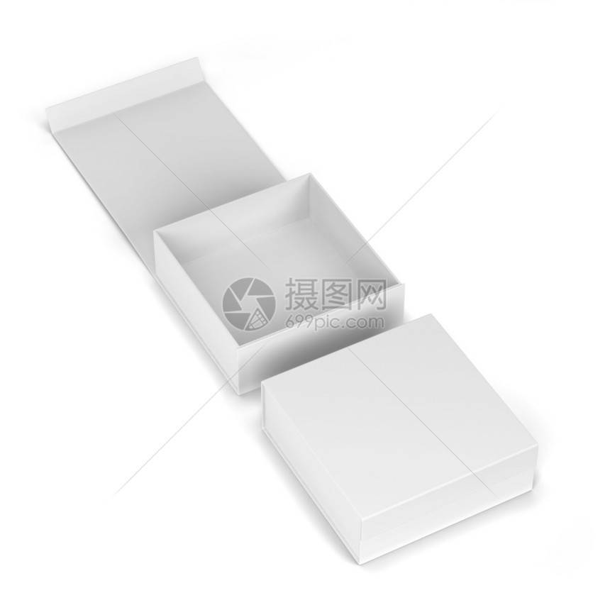 纸盒包装白色背景上孤立的空白磁盒套件3d插图包裹图片