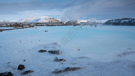 欧洲冰岛冬季Grindavik附近蓝环礁的全景冰河欧洲美丽农村蓝色的图片