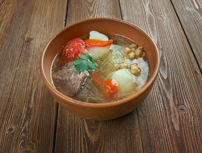 午餐Piti在高加索和中亚用羊肉蔬菜做的烹饪汤香料牛肉图片