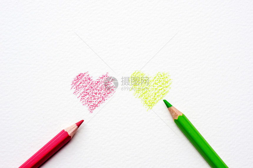 彩色铅笔绘画爱心图片