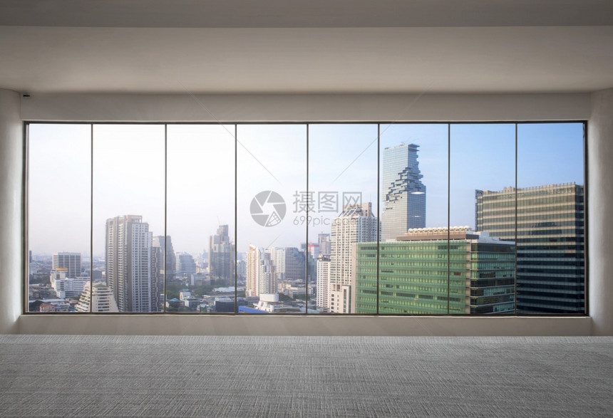 眼镜抽象的前端视图摩天大楼现代内地从空办公用的城市视图正面图片