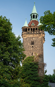 公平的德国欧洲奎林堡具有历史意义的城市墙塔台文化自然背景图片