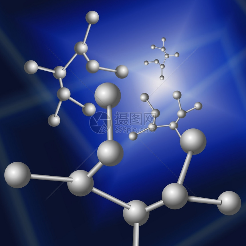 细胞描述具有蓝色抽象背景的分子结构概念说明插图结构体联系图片