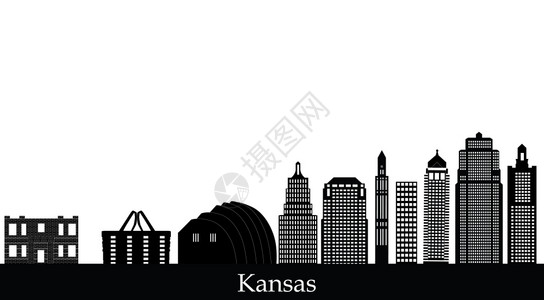海滨地标市中心Kansas美国城市天线图片