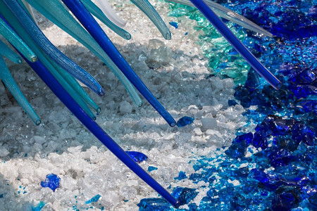 结晶的意大利威尼斯市穆拉诺的蓝色村野玻璃雕塑详情水岛图片