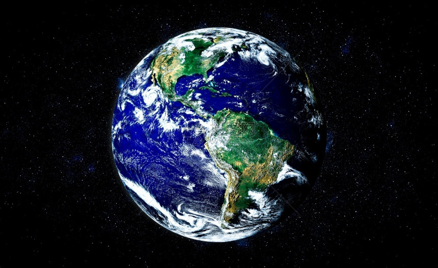 从空间看地球从的视角显示现实地球表面和世界图如在外层空间的视角所看到那样由美国航天局行星地球提供的这一图象构成部分空间照片地球从图片