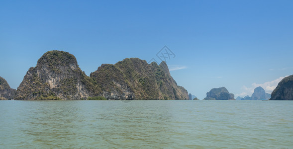 岩石泰国PhangNgaBay公园石灰岩岛景观海洋图片