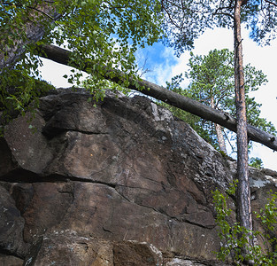 装饰品陈年看见有棵树落在天边的岩石悬崖堕落高清图片素材