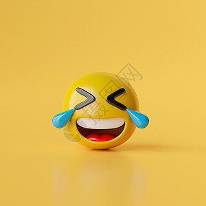 剪贴画黄色背景上的笑Momoji图标3D插情感黄色的图片