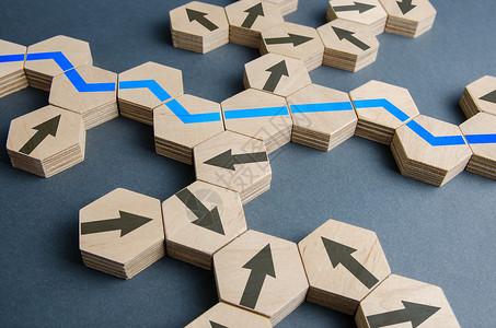 不可逾越所有能的运动选项中蓝色最优路径业务战略规划风险管理新市场机会行动计划解决方案路径优化流程调整移动商业背景图片