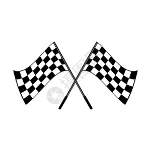 黑白旗帜越野摩托车第一的交叉黑白方格旗标志概念的赛车运动孤立在白色交叉挥动黑白方格旗标志概念的赛车运动孤立在白色汽车插画
