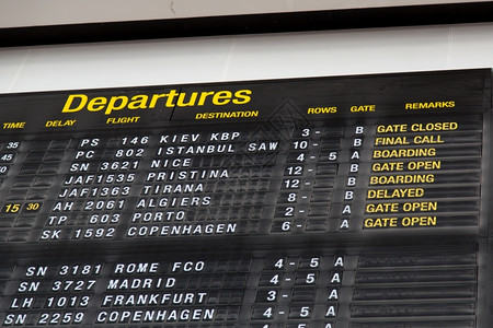 机场离境板终端机有飞行信息目的地广告牌旅行图片