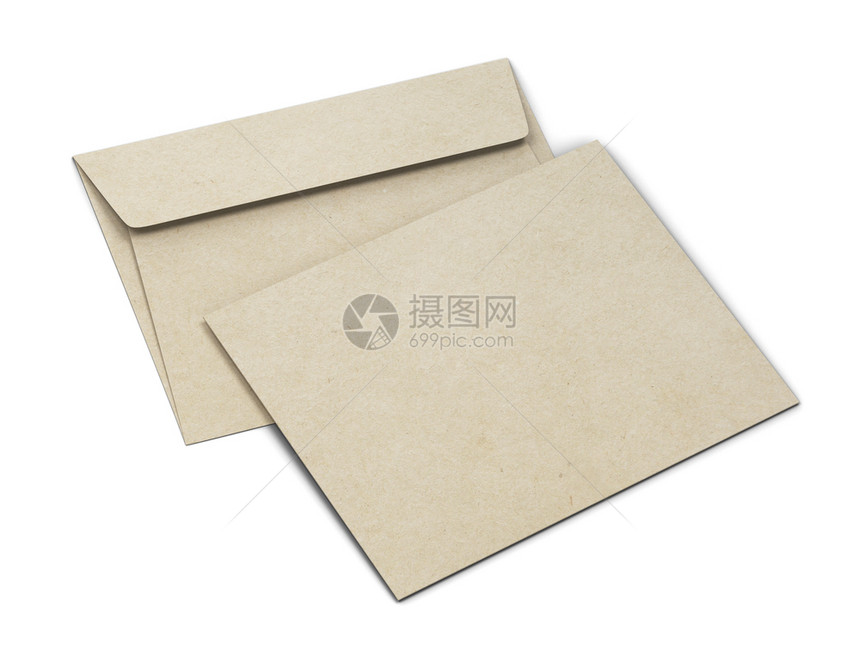 白色背景上孤立的空白纸信封模拟3d插图折叠电子邮件图片