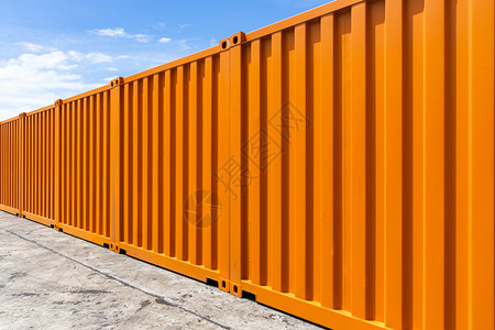 出口栅栏交货橙色柜运输背景纹理和货柜图片