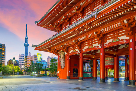 浅草寺禅黑暗的日本东京浅usa地区见山寺夜日本东京图片