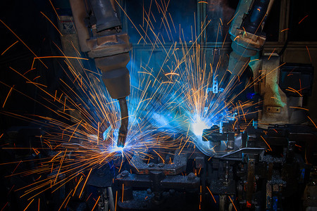 工业机器人是焊接组装工厂的汽车部件智力平台工程图片