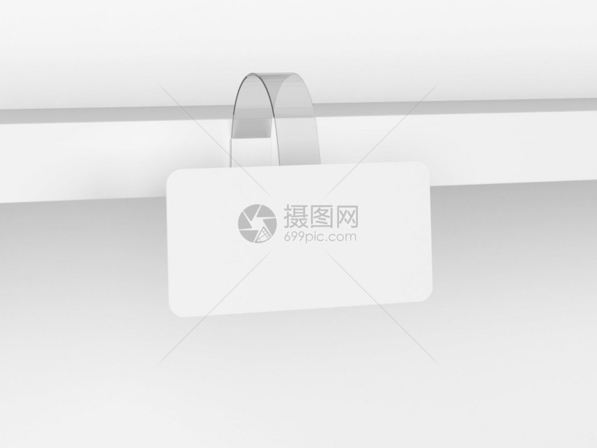 笔记销售空的市场货架模型3d插图中白色背景所孤立的空白瓦布勒标签图片