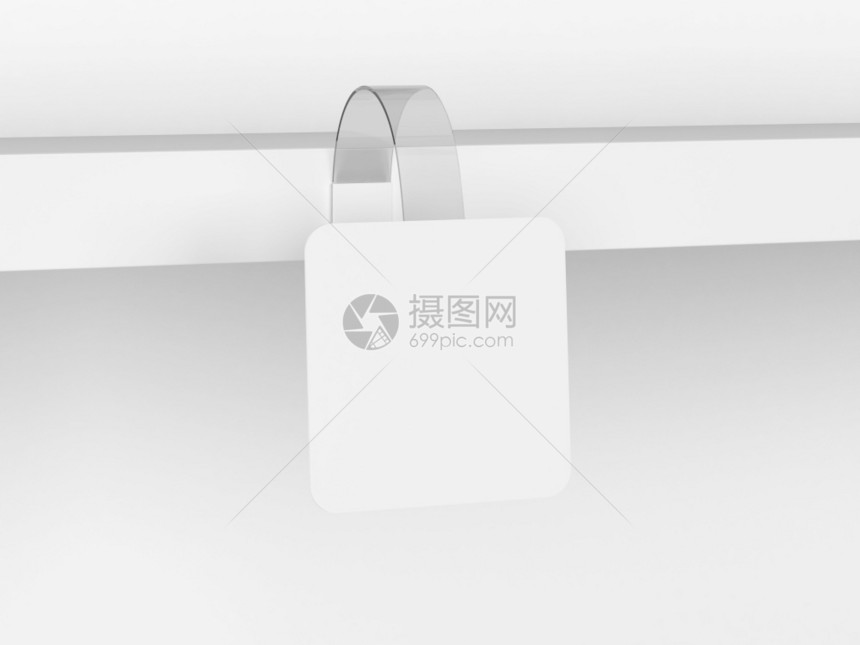 市场货架模型3d插图中白色背景所孤立的空白瓦布勒标签优质的零售销图片