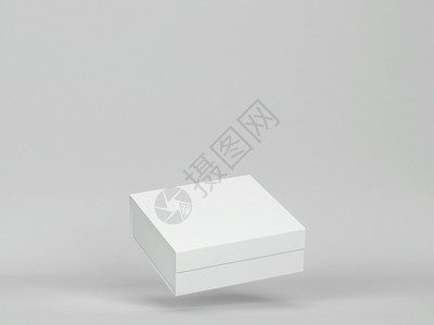 裹盒子灰色背景上的空磁盒模拟3d插图图片