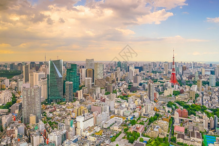 东京天际与塔的天际线街道丘陵大都会图片