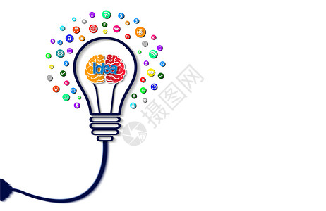 金融创造力想象意概念灯泡装置图标Bright想法商业融资矢量插图图片