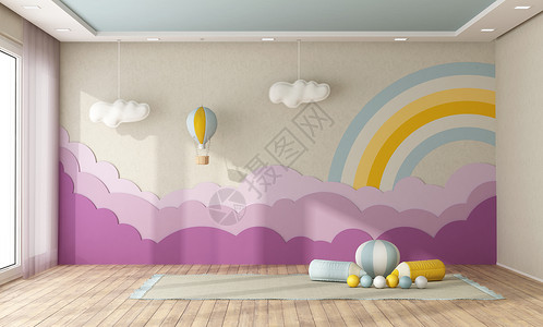 飞檐画壁空气房间的清室背景墙上装饰画面的花壁3D翻接室背景墙上装饰设计图片