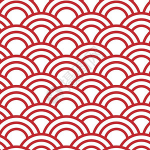 东纺织品无缝波日本模式传统无缝红浪模式的图片