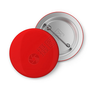 白色背景上孤立的空白徽章3D插图推圆圈红色的背景图片