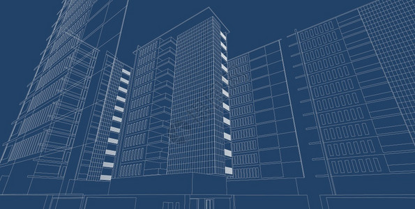 屋建筑3D插图现代城市建筑抽象背景设计建筑背景插图透视线现代的几何图片