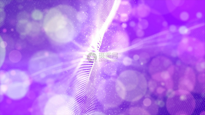 具有bokeh背景的抽象紫色数字粒子波光束形象的小径图片