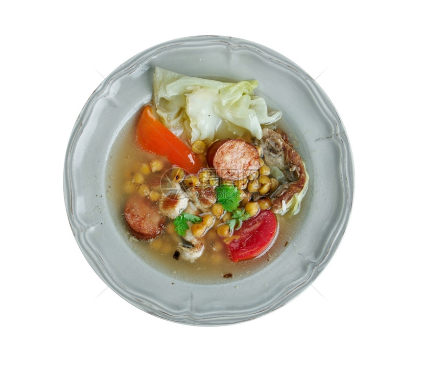 萝卜烹饪肉汤PucheroPuchero炖肉原产于西班牙墨哥阿根廷伦比亚巴拉圭乌制作的汤基本成分为肉饼干卷心菜图片