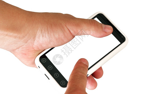 便携的组织者在白色背景上隔离的带空白屏幕手机现代电子的高清图片素材