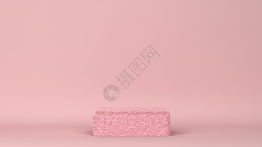小样粉色的现代蓬松矩形讲台最小场景3d插图图片