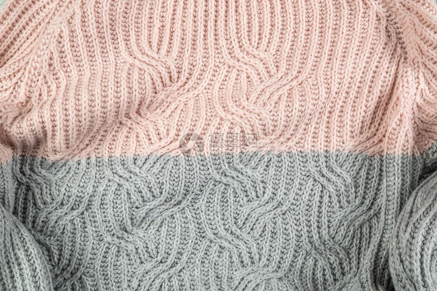 针织制造业羊毛上层平铺的视图带有文字空白本格的纹理毛衣图片