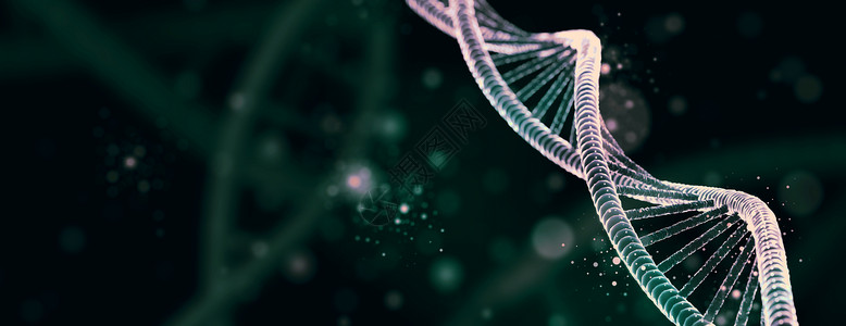 健康遗传上深背景生物学科和医技术概念3D插图DNA分子螺旋结构暗底背景生物科学和医黑暗的设计图片