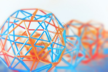 橙香蟹糊水晶教育二十面体封闭式非重心的几何固体三维有色模型抽象糊背景BhigfricalBlurrred背景设计图片