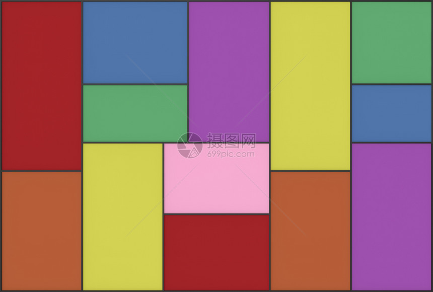 工作3d使多彩的矩形边框壁背景架渲染图片