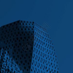 现代建筑几何细节20年的颜色经典蓝拖网充满活力新的穿孔图片