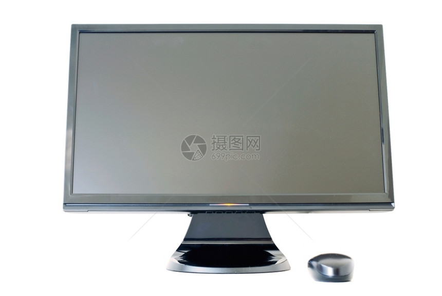展示白色背景上的孤立监视器和鼠标个人电脑金属丝图片
